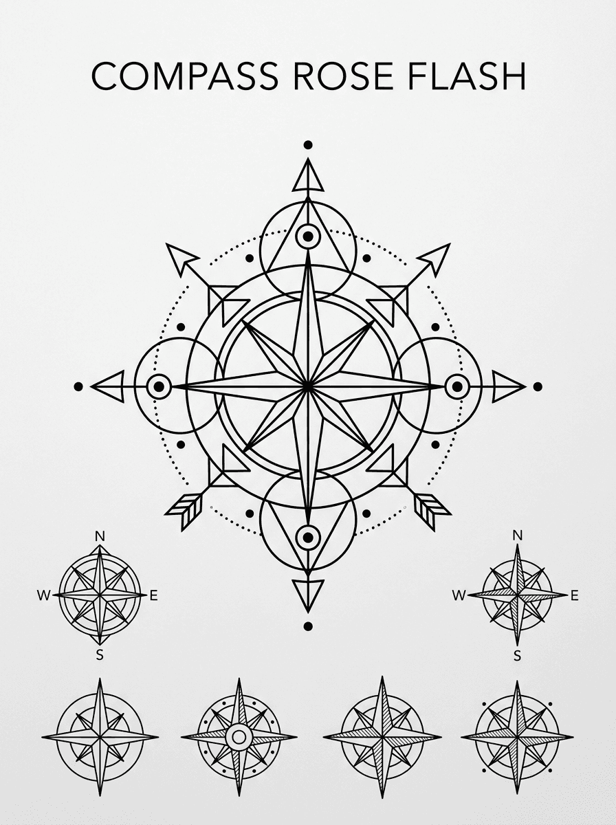 Compass tattoo design generated with InkOnce