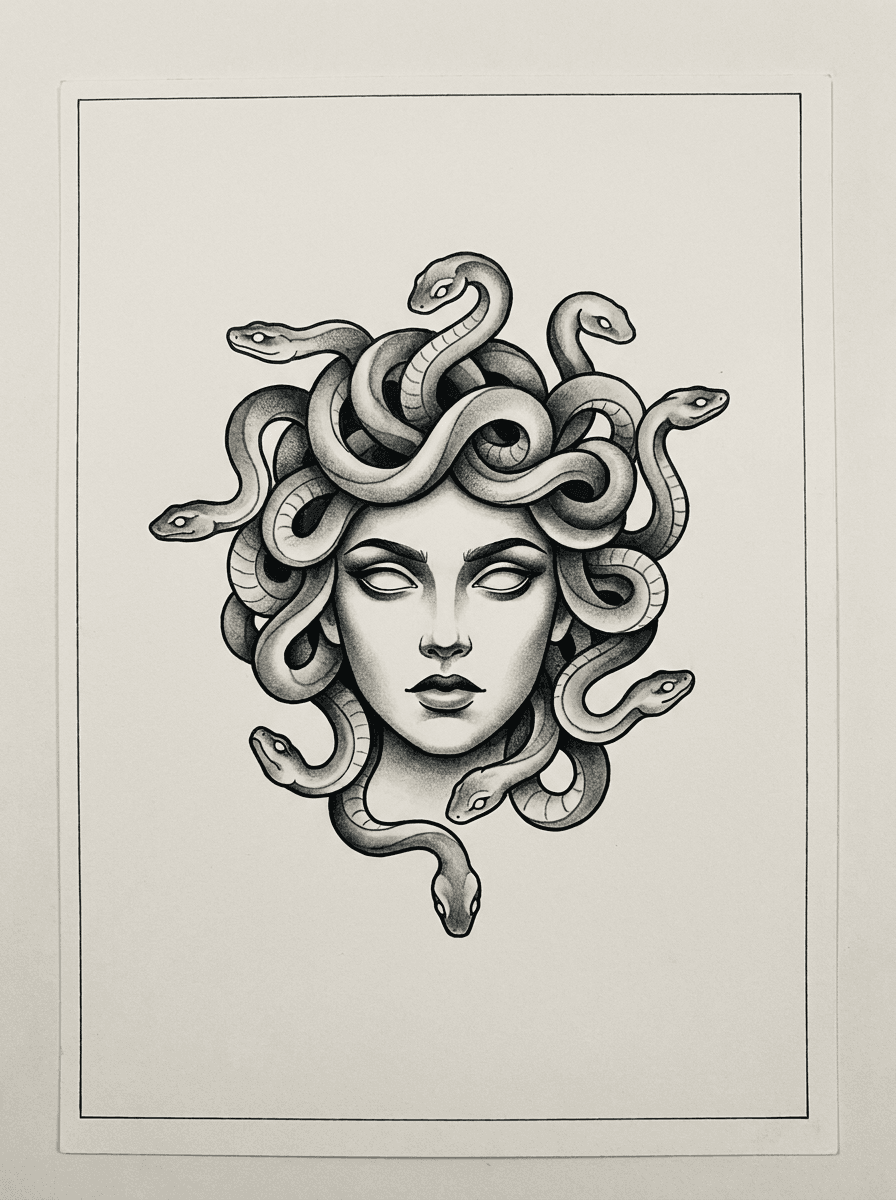 Medusa tattoo design generated with InkOnce